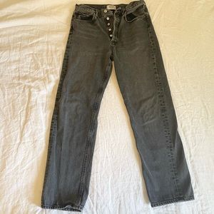 AGOLDE 90’s Mid Rise Loose Jeans / gray ‘Photogram’ wash / 100% cotton / size 27